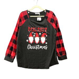 NWT Leo Rosi Gray Merry Christmas Santa Graphic Lounge Pajama Top XXL Holiday